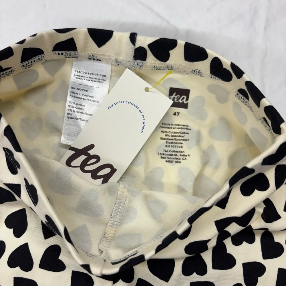 NEW Tea Collection Size 4 Heart‎ Black Kids Leggings Bundle